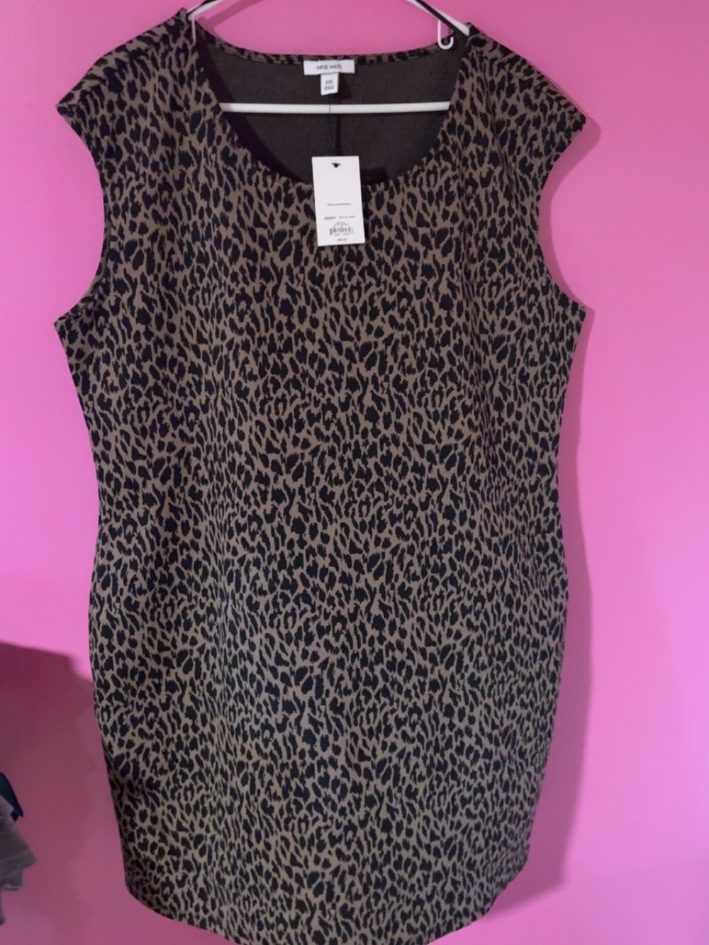 Nine West Black and Tan Leopard Sheath Dress